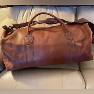 LLBean leather weekender duffle bag